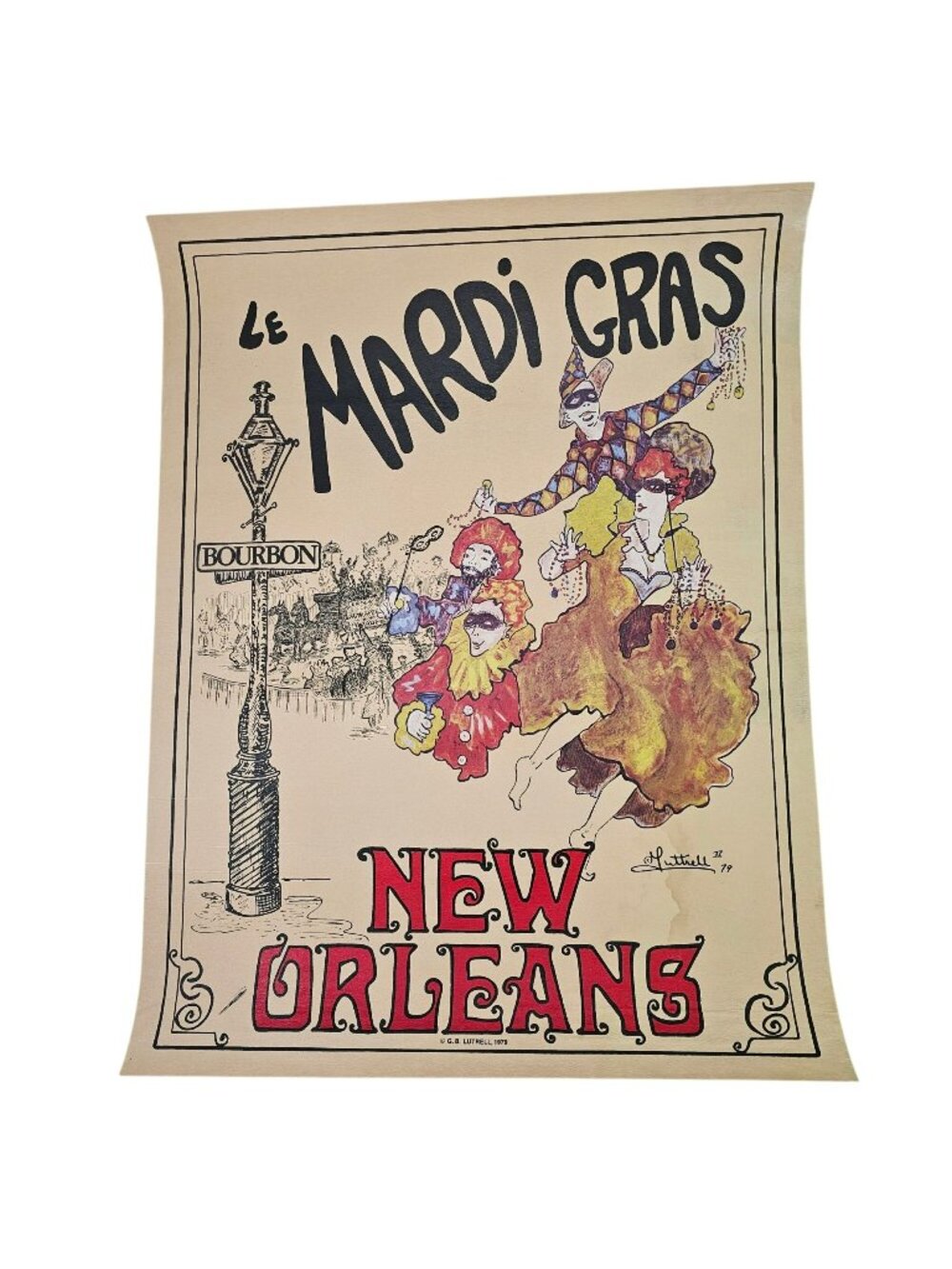 Le Mardi Gras New Orleans Poster By G.B. Luttrell 1979 Carnival Art Print 25x19"